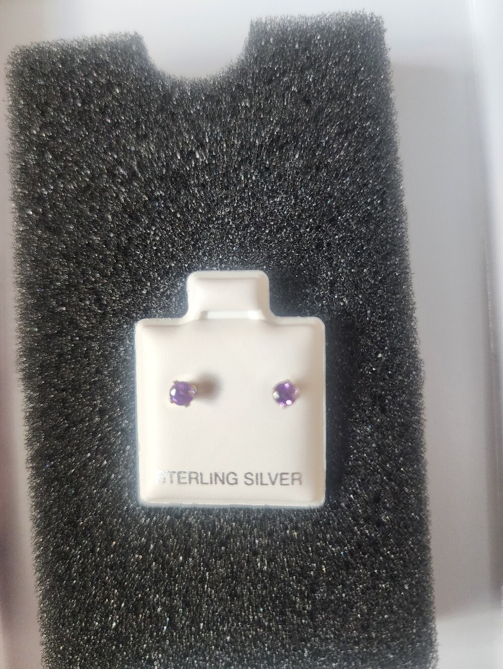 Sterling Silver Amethyst Stud Earrings - Purple #9